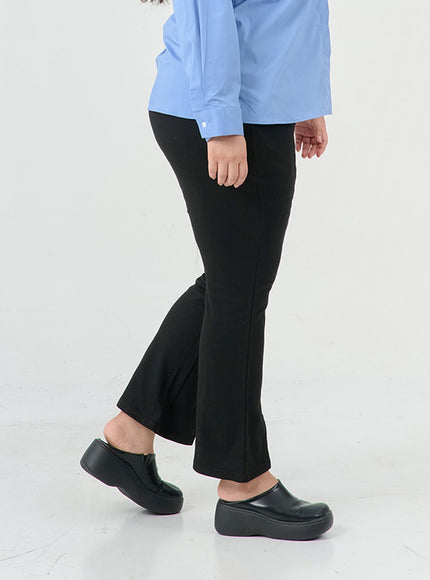 Plus Cotton Bending Bootcut Pants IS05