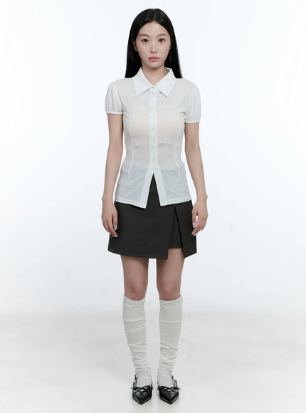 collared-puff-sleeve-button-down-blouse-cl530