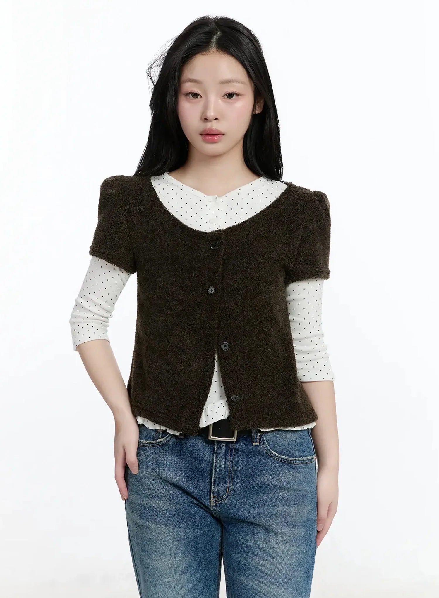 textured-knit-shoulder-puff-short-sleevecardigan-im513