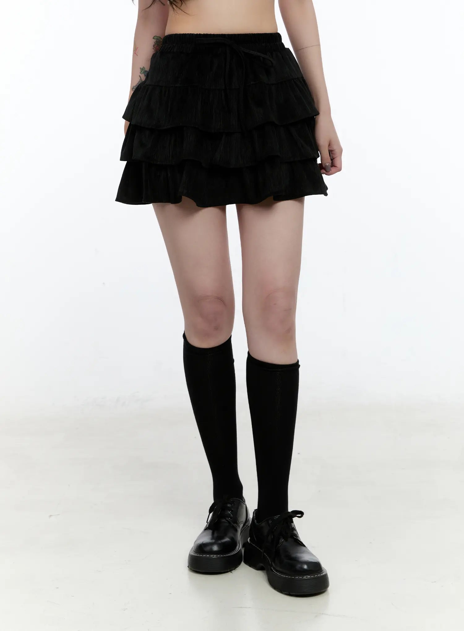 layered-velvet-mini-skirt-cn517
