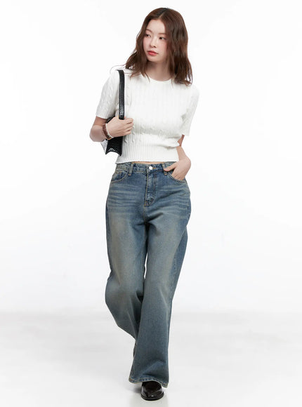cable-knit-short-sleeve-sweater-cg521