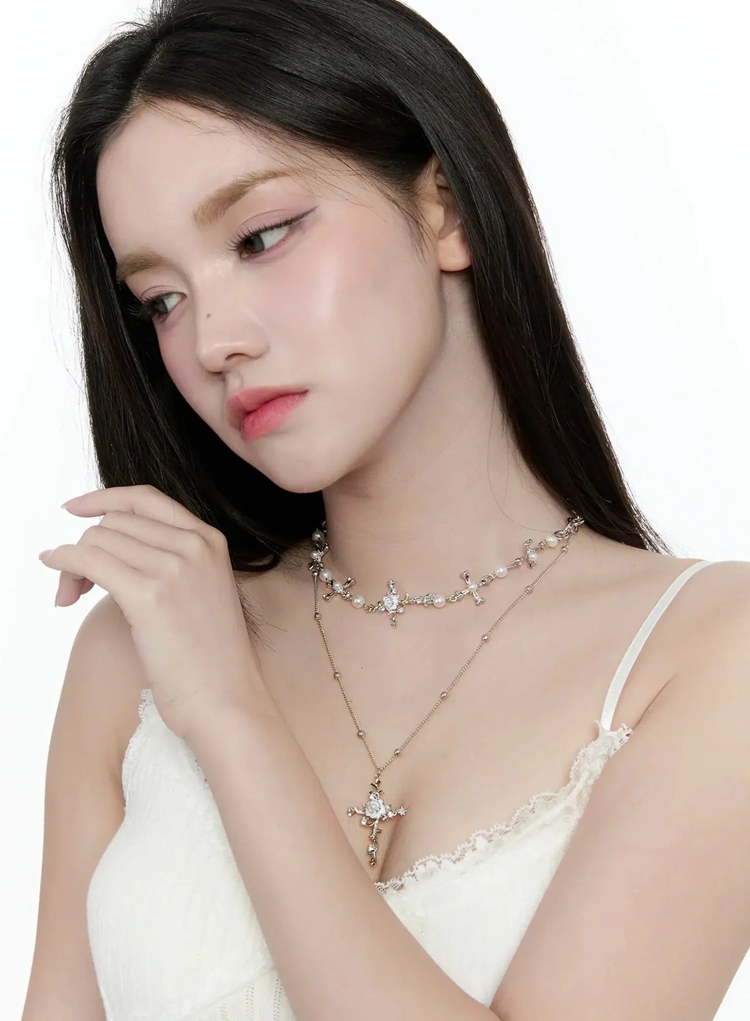 double-chain-cross-necklace-io527