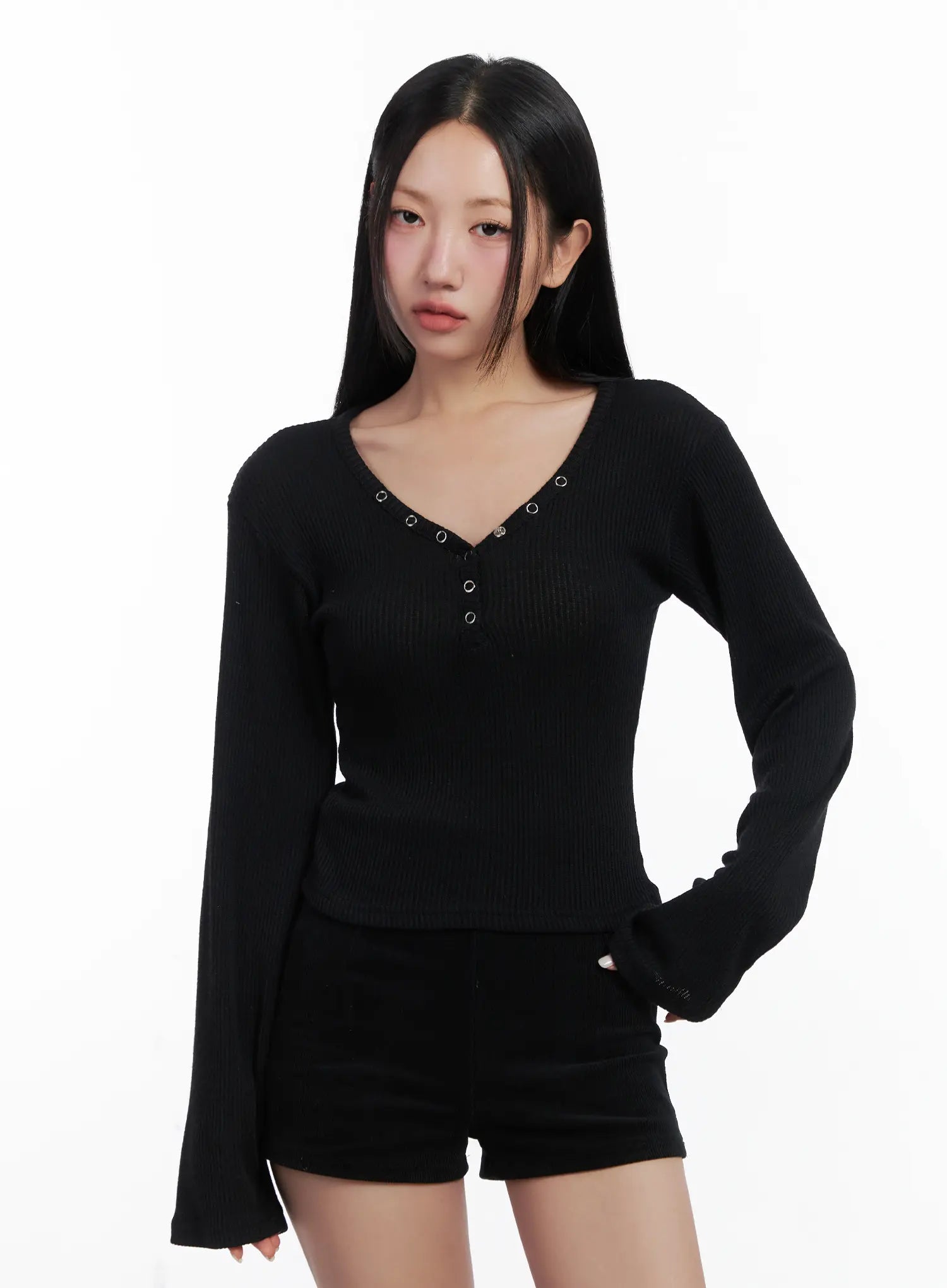 ribbed-v-neck-slim-long-sleeve-top-cn528
