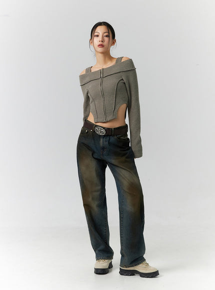 zip-cut-out-off-shoulder-crop-sweater-id306