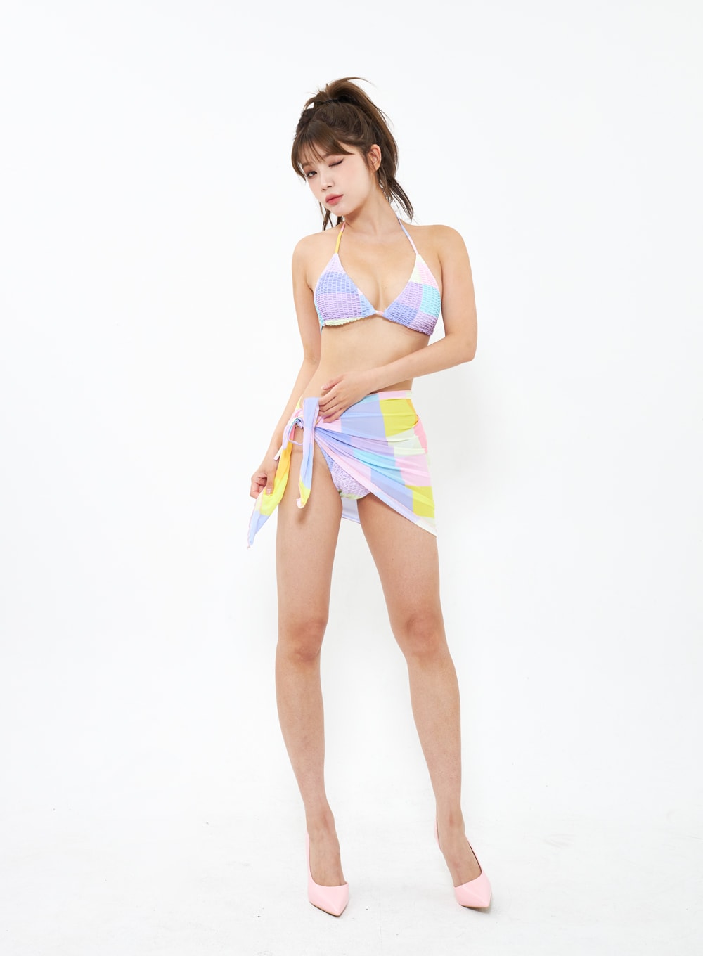 Pastel Color Bikini With Sarong IU302