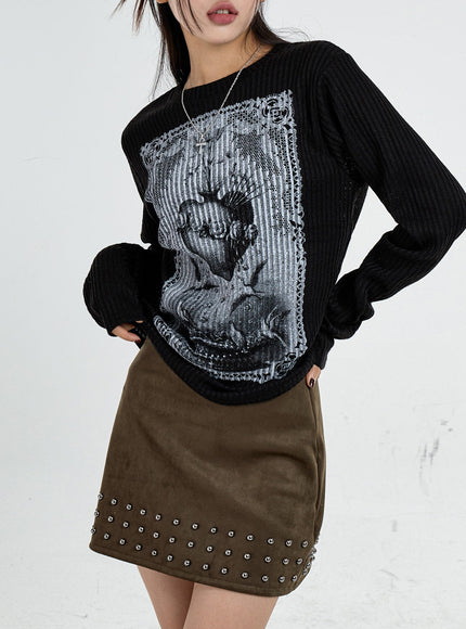 Round Neck Printed Knit CO07