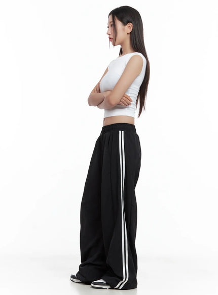 striped-wide-leg-nylon-track-pants-cl509