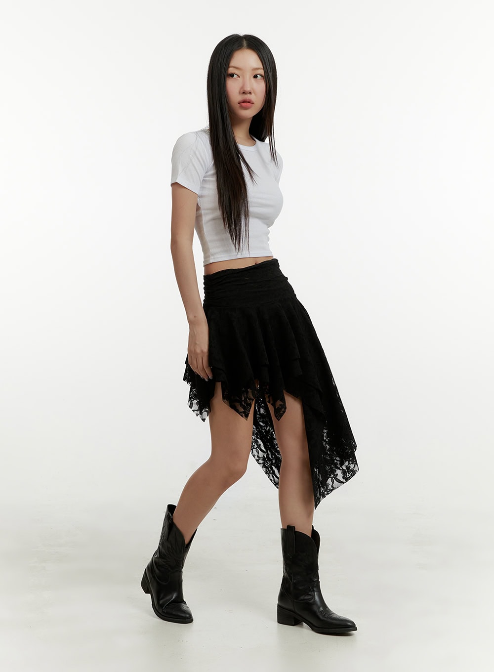 lace-ruffle-asymmetrical-mini-skirt-cy408