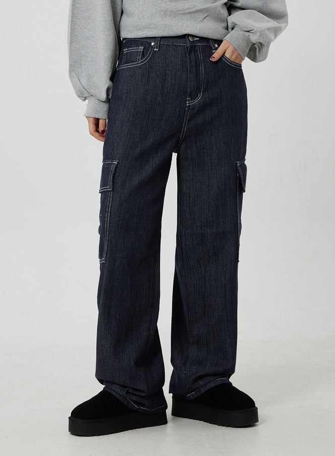 Weite Cargo-Jeans CF302