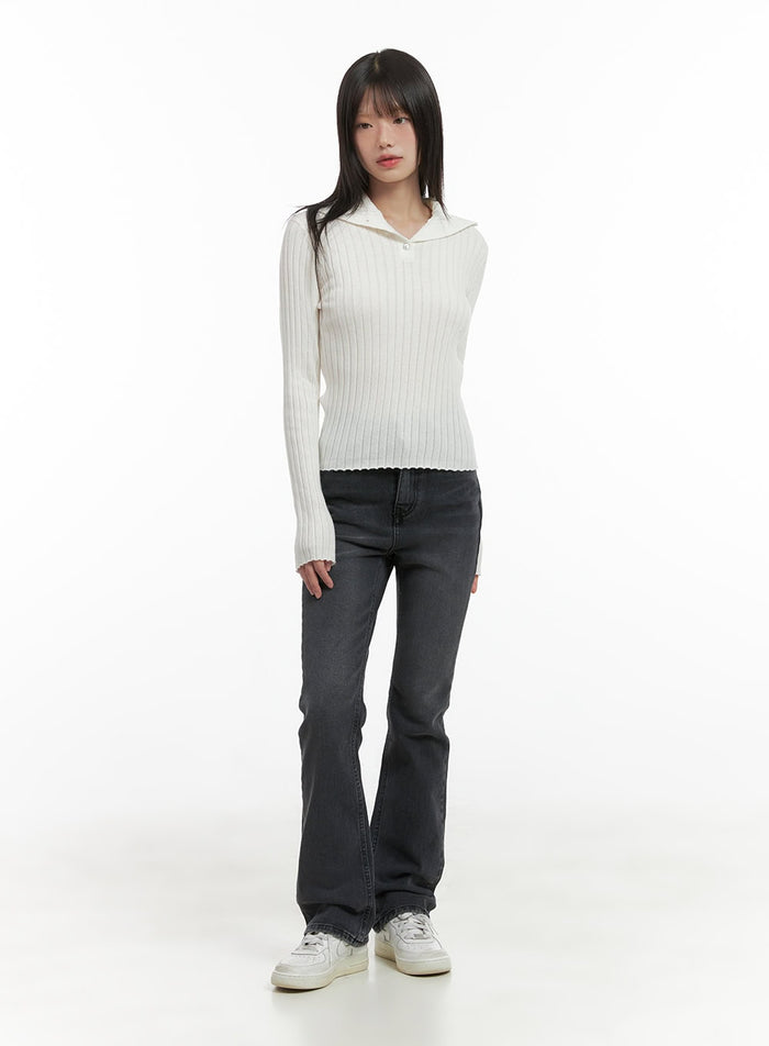 ribbed-collared-slim-top-cg426