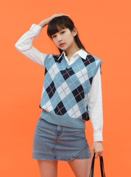 Argyle Pattern Vest C1703