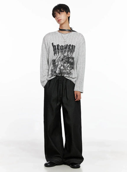 Men's Striped Graphic Knit Long Sleeve IO516