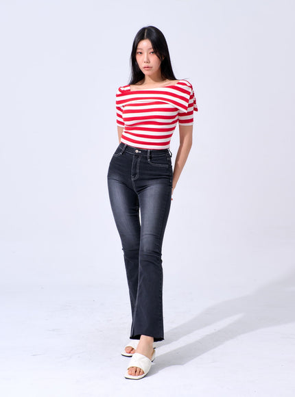 Half Sleeve Stripe Top IA324