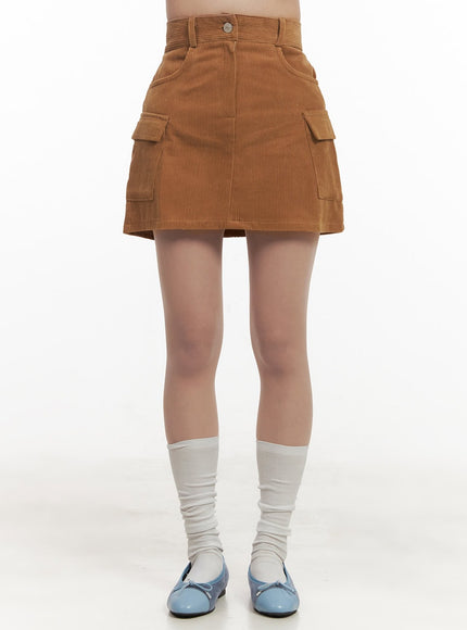 Corduroy Cargo Mini Skirt IJ510