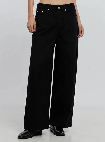 casual-cotton-wide-leg-trousers-is516 / Black