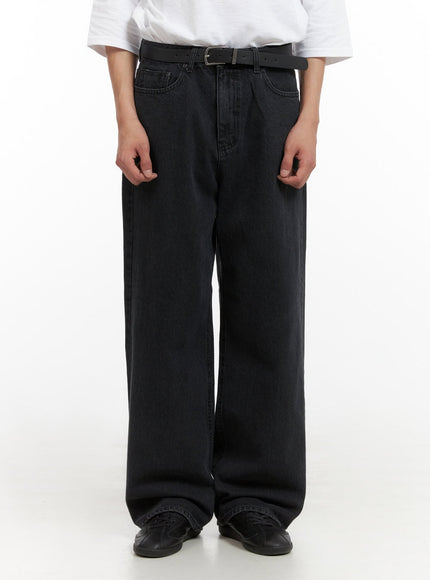 mens-loose-fit-straight-jeans-il403 / Black