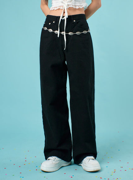 basic-wide-leg-pants-ij430 / Black