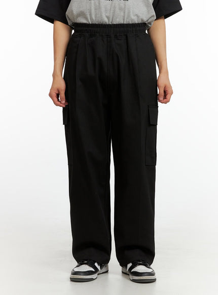 mens-solid-cargo-pants-black-iu412 / Black