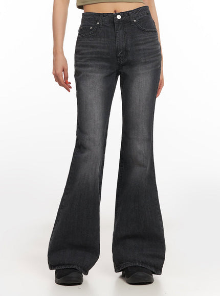 joanna-washed-flared-jeans-ia504 / Black