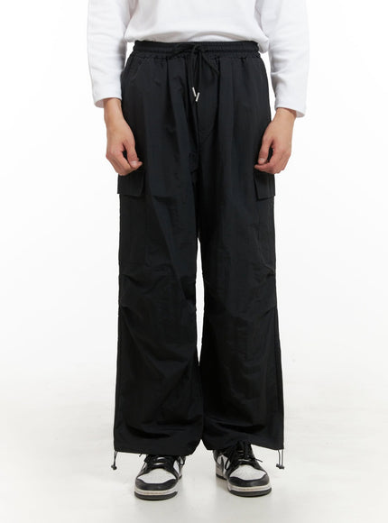 mens-wide-fit-parachute-pants-iy402 / Black