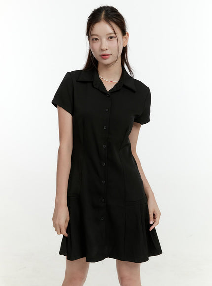 buttoned-shirt-mini-dress-ol422 / Black