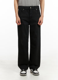 mens-basic-cotton-pants-black-iy416 / Black