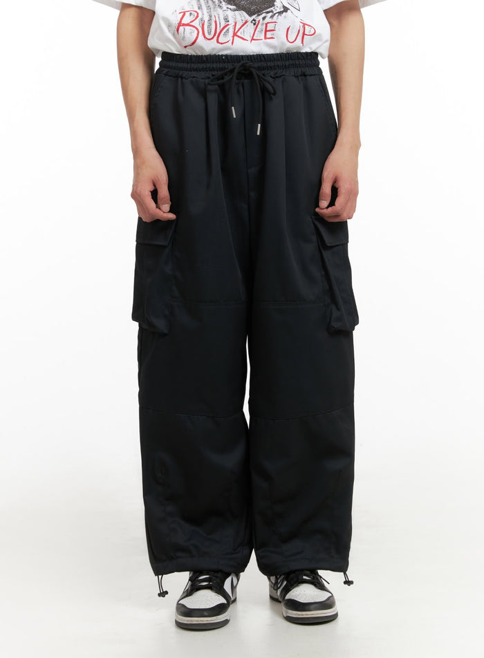 mens-wide-fit-cargo-pants-black-iy402 / Black