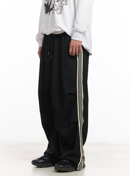 mens-wide-fit-striped-sweatpants-im517 / Black