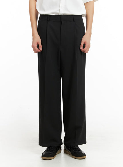 mens-solid-wide-fit-trousers-ia401 / Black