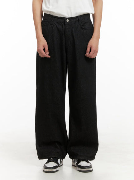 mens-basic-wide-leg-pants-iy410 / Black