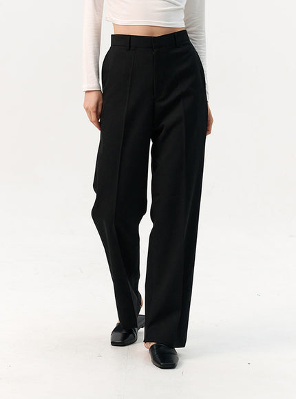 solid-tailored-pants-io320 / Black