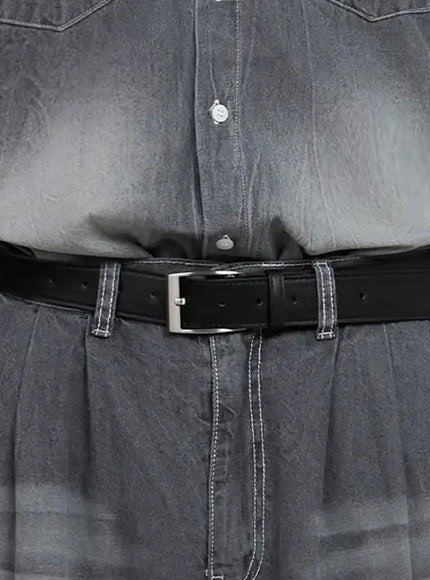 mens-medium-square-buckle-belt-il516 / Black