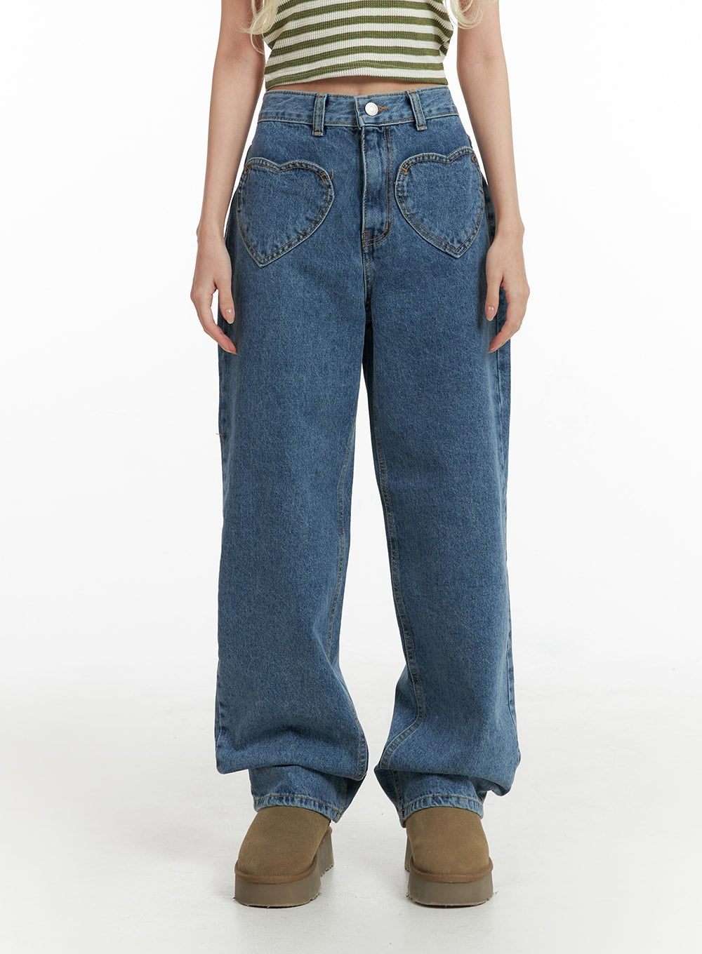 heart-pocket-baggy-jeans-if408 / Blue