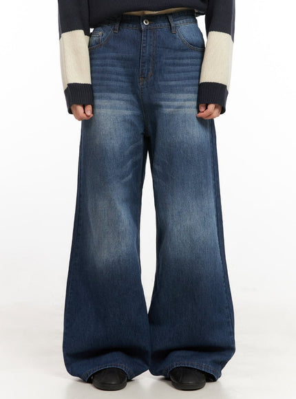 mens-washed-relaxed-fit-jeans-blue-ij517 / Blue