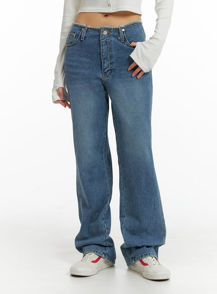 waist-distressed-flared-jeans-im414 / Blue