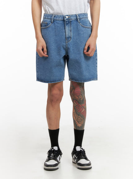 mens-denim-washed-shorts-iy424 / Blue