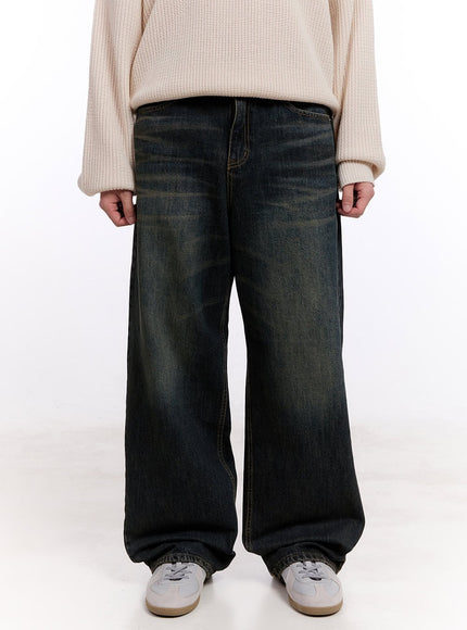 mens-washed-relaxed-fit-jeans-im512 / Dark blue