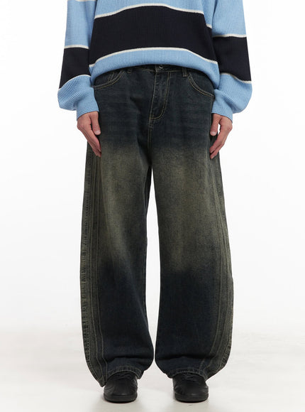 mens-vintage-straight-leg-jeans-ia510 / Dark blue