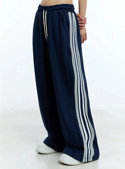 striped-adjustable-sweatpants-iu525 / Dark blue
