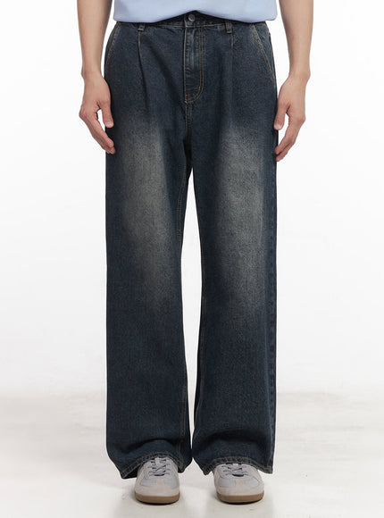 mens-pintuck-washed-jeans-ia511 / Dark blue
