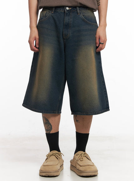 mens-washed-relaxed-fit-jorts-dark-blue-iy508 / Dark blue