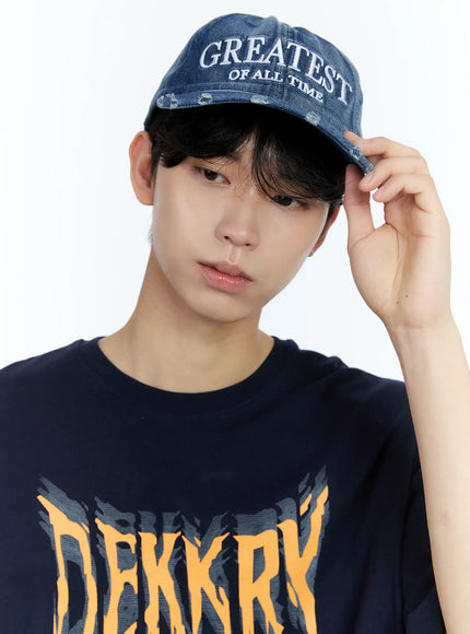 mens-distressed-denim-baseball-cap-il529 / Dark blue