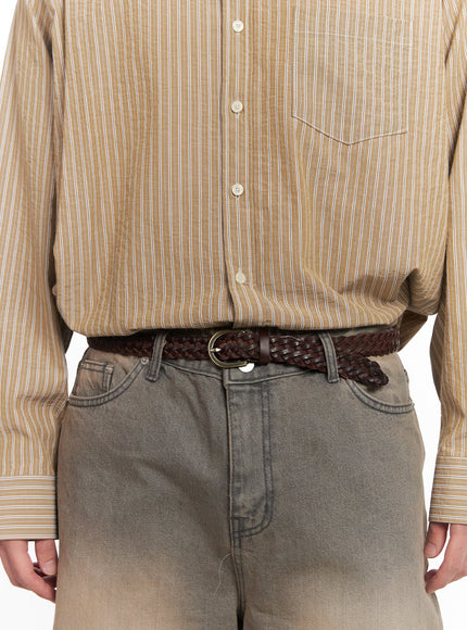 mens-leather-twist-belt-im514 / Dark brown