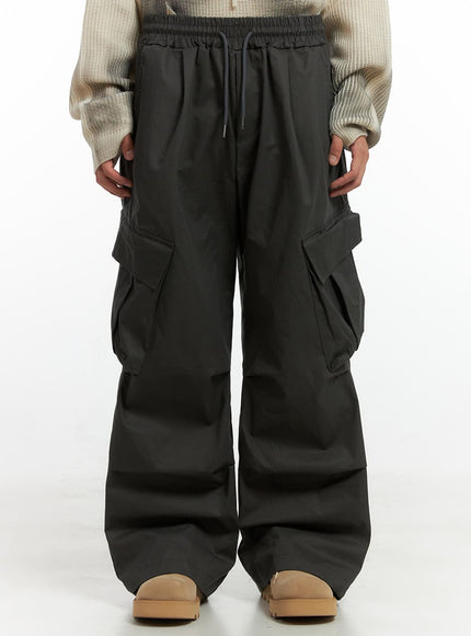 mens-basic-cargo-wide-leg-pants-io402 / Dark gray