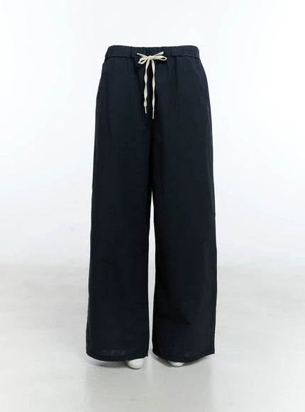 mens-wide-leg-cotton-pants-ig512 / Dark gray