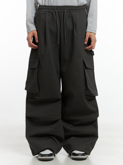 mens-super-wide-cargo-pants-dark-gray-io417 / Dark gray