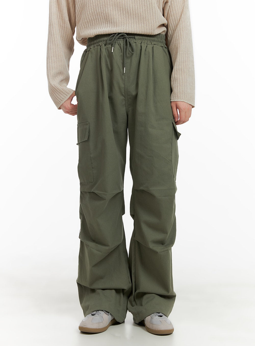mens-wide-fit-cargo-pants-ia402 / Dark green