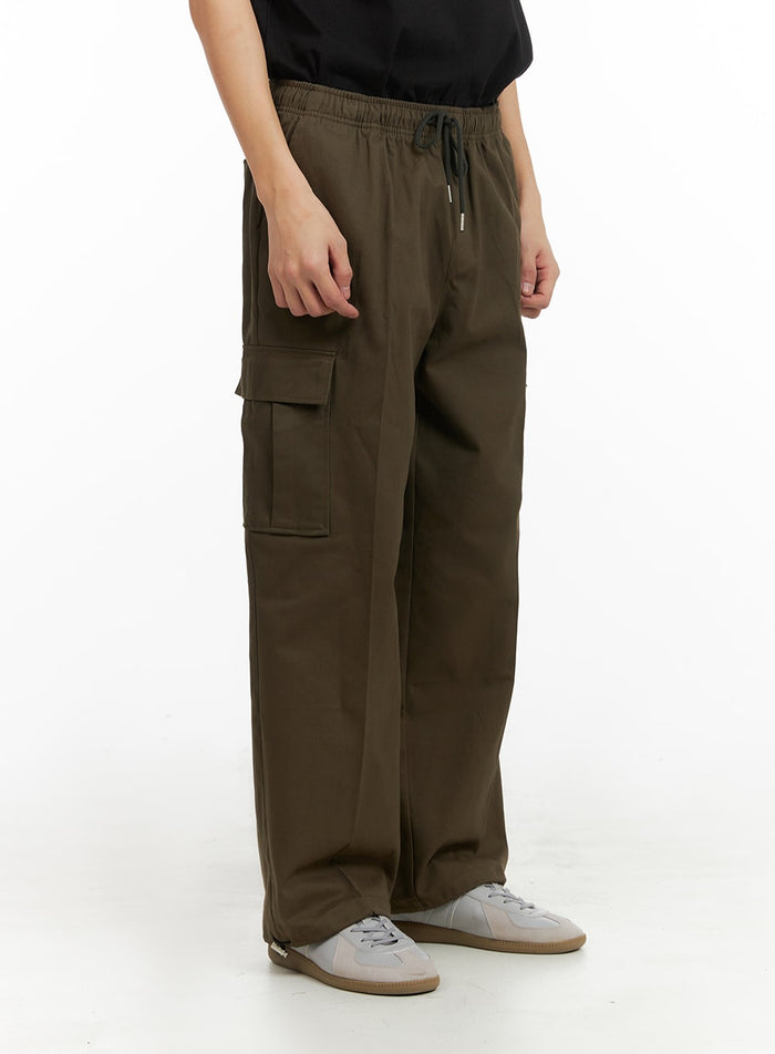 mens-cargo-wide-leg-pants-ia402 / Dark green