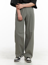 mens-straight-fit-nylon-trousers-ia402 / Dark green