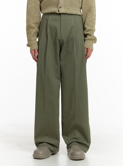 mens-wide-fit-cotton-trousers-ia401 / Dark green